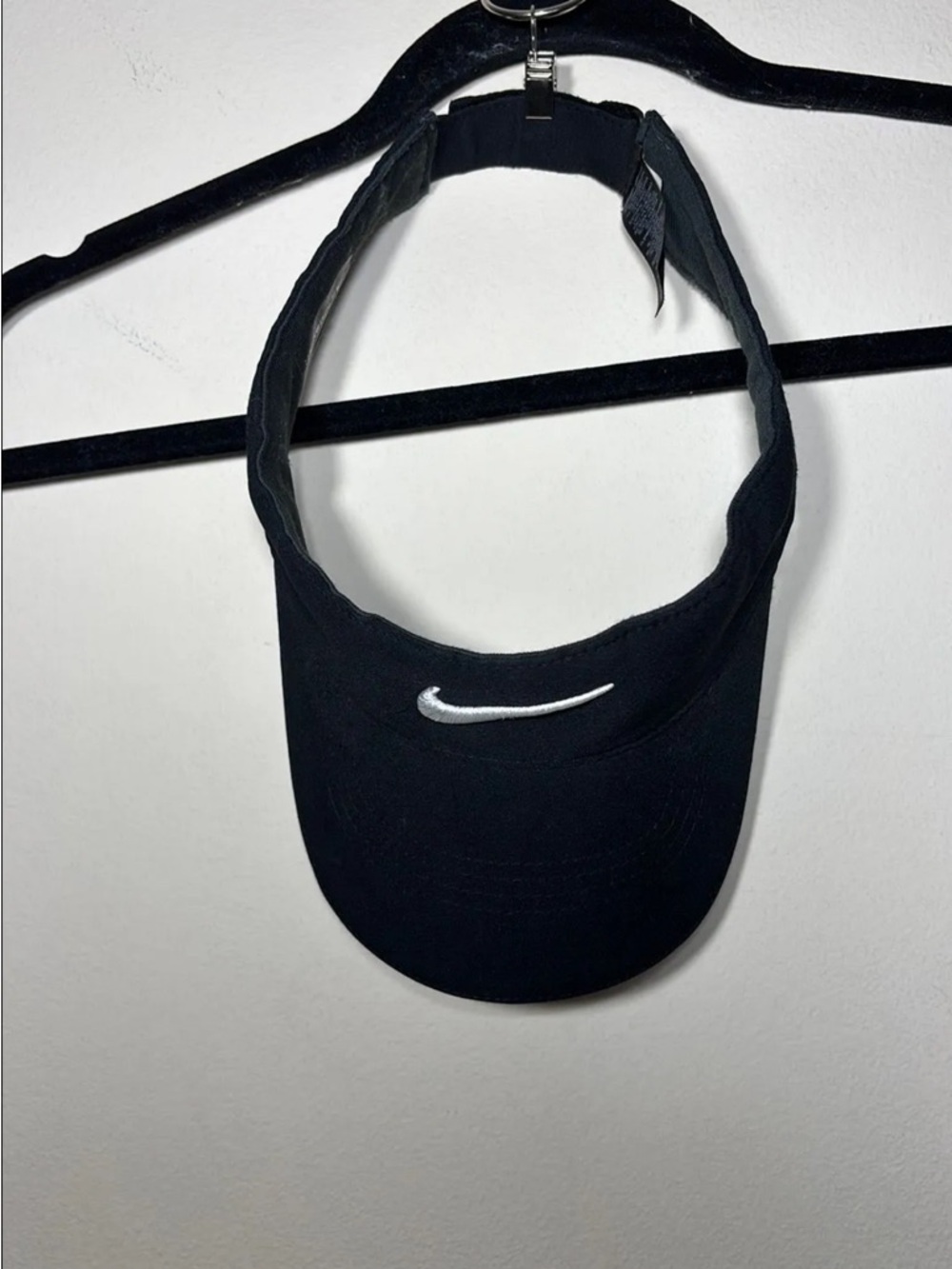 Nike Black Visor with White Swoosh Embroidery